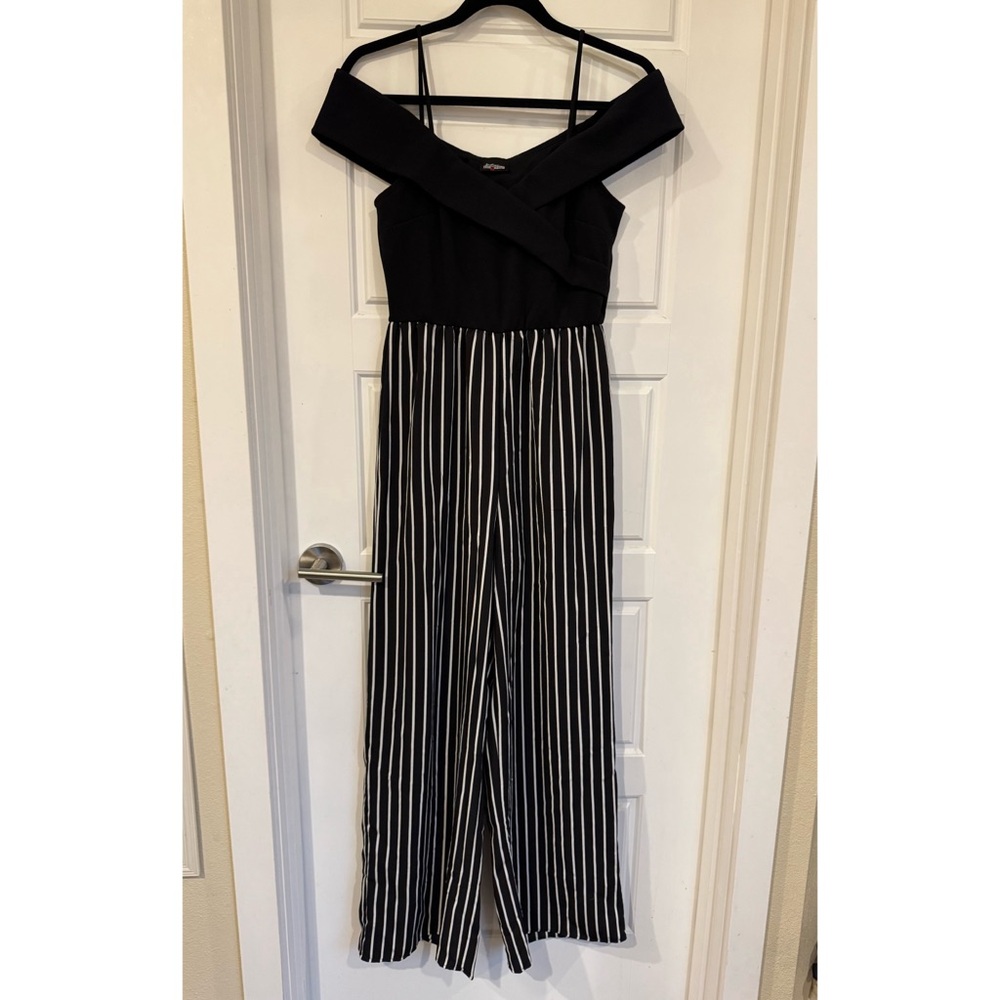 Black and White Striped Jumpsuit